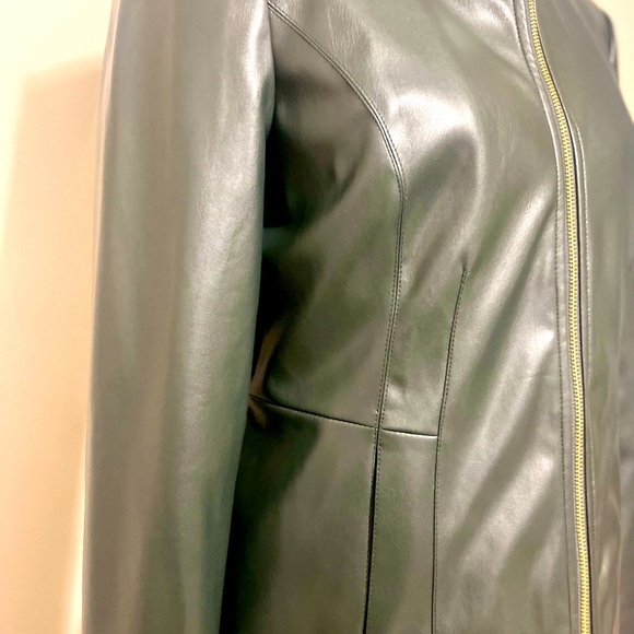 Green Faux Leather Jacket - Cole Haan - NWOT - Picture 2 of 7